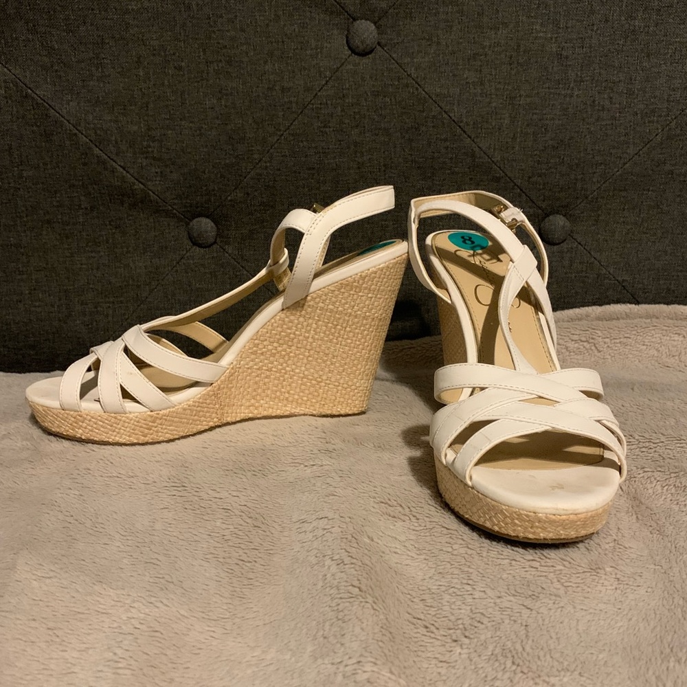 Jessica Simpson White Wedges